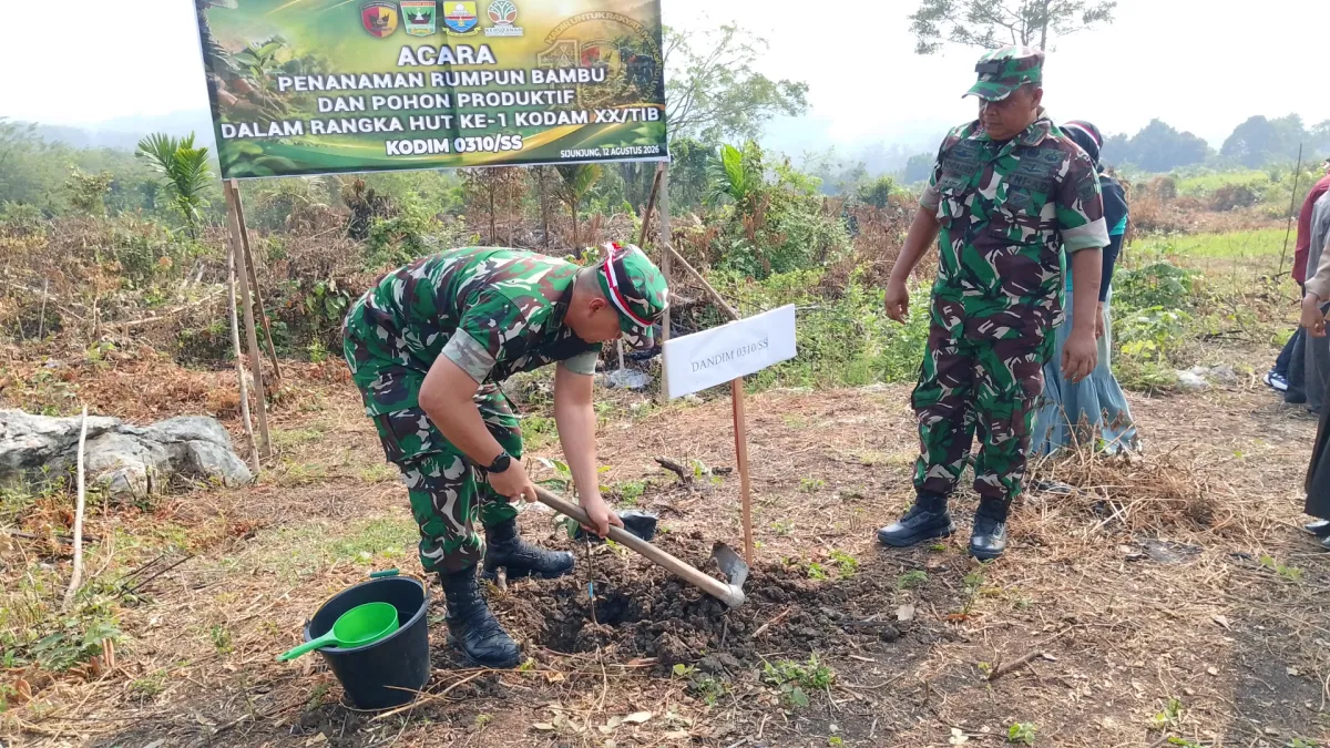 HUT Kodam XX/TIB Dandim Bersama Forkopimda Melaksanakan Penanaman Bambu Dan Pohon Serentak