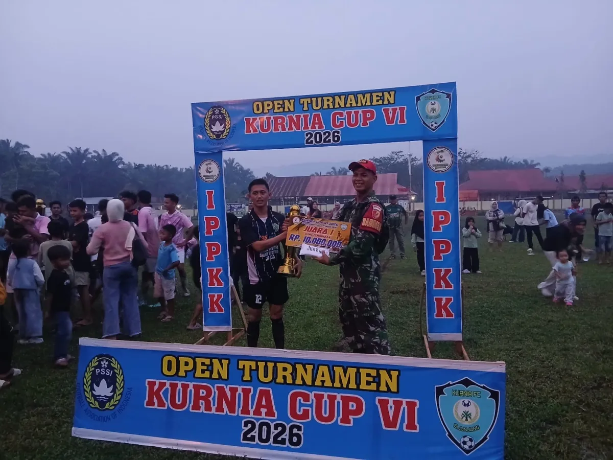 Babinsa 09/TG Hadiri  Penutupan Turnamen Sepak Bola Kurnia Cup VI 2026.