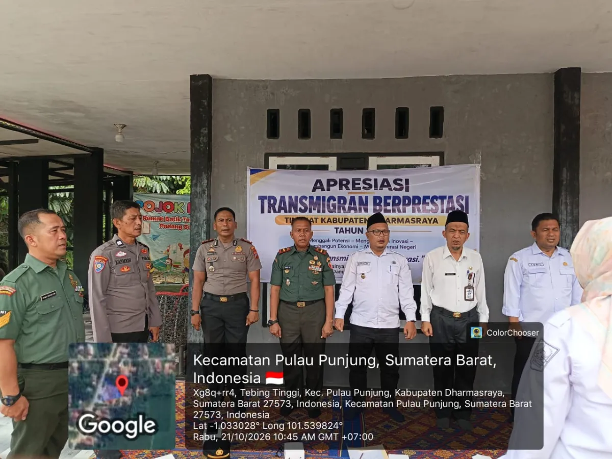 Danramil 03/PP menghadiri acara Apresiasi Transmigran Berprestasi Tingkat Kab. Dharmasraya tahun 2026