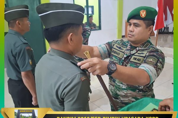 Dandim 0310/SSD Pimpin Upacara Korp Raport Kenaikan Pangkat 1 April 2024 di Aula Makodim
