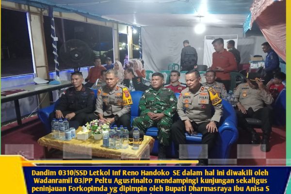 Dandim 0310/SSD Letkol Inf Reno Handoko SE dalam hal ini diwakili oleh Wadanramil 03/PP Peltu Agusrinalto mendampingi kunjungan sekaligus peninjauan Forkopimda yg dipimpin oleh Bupati Dharmasraya Ibu Anisa S Ramadhani SH.LLM beserta rombongan