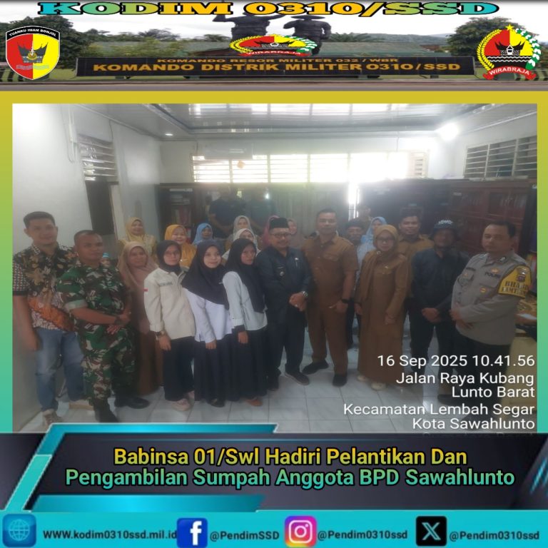 Babinsa 01/Swl Hadiri Pelantikan Dan Pengambilan Sumpah Anggota BPD Sawahlunto