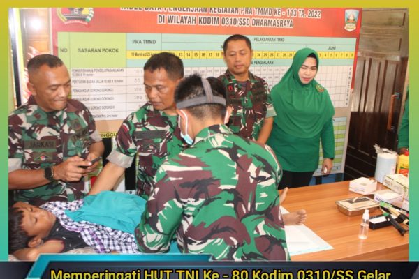 Memperingati HUT TNI Ke – 80 Kodim 0310/SS Gelar Pelayanan Kesehatan Gratis, Dan Kitanan Massal Gratis